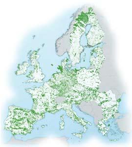 Carte représentant le réseau de site Natura 2000 à l'échelle européenne